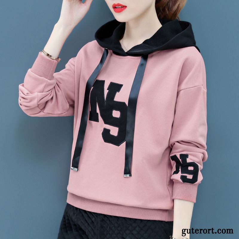 Hoodie Damen Trend Mode Herbst Mantel Hoodies Lose Rot