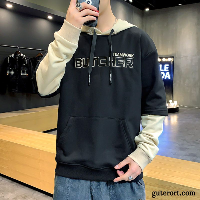 Hoodie Herren Europa Neu Trend Allgleiches Hoodies Feder Schwarz