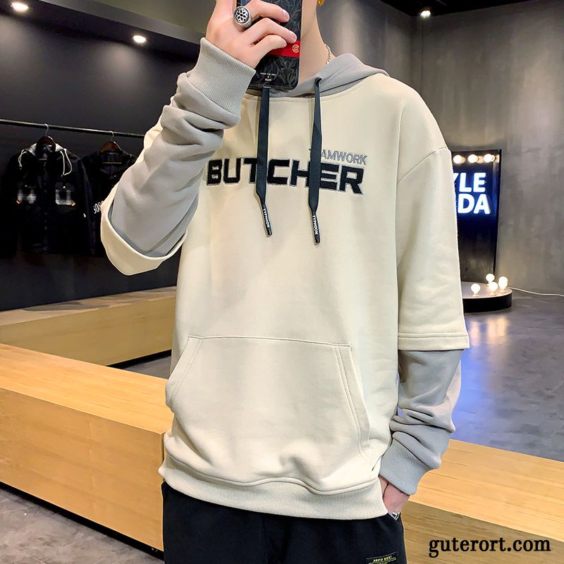 Hoodie Herren Europa Neu Trend Allgleiches Hoodies Feder Schwarz