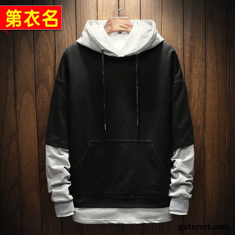 Hoodie Herren Feder Mit Kapuze Jacke Trend Freizeit Mantel Mischfarben Farbe