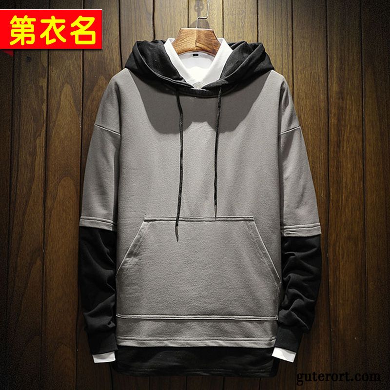 Hoodie Herren Feder Mit Kapuze Jacke Trend Freizeit Mantel Mischfarben Farbe