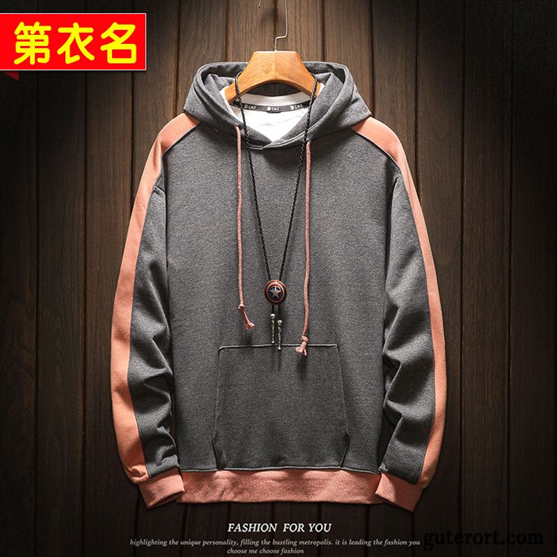 Hoodie Herren Feder Mit Kapuze Jacke Trend Freizeit Mantel Mischfarben Farbe