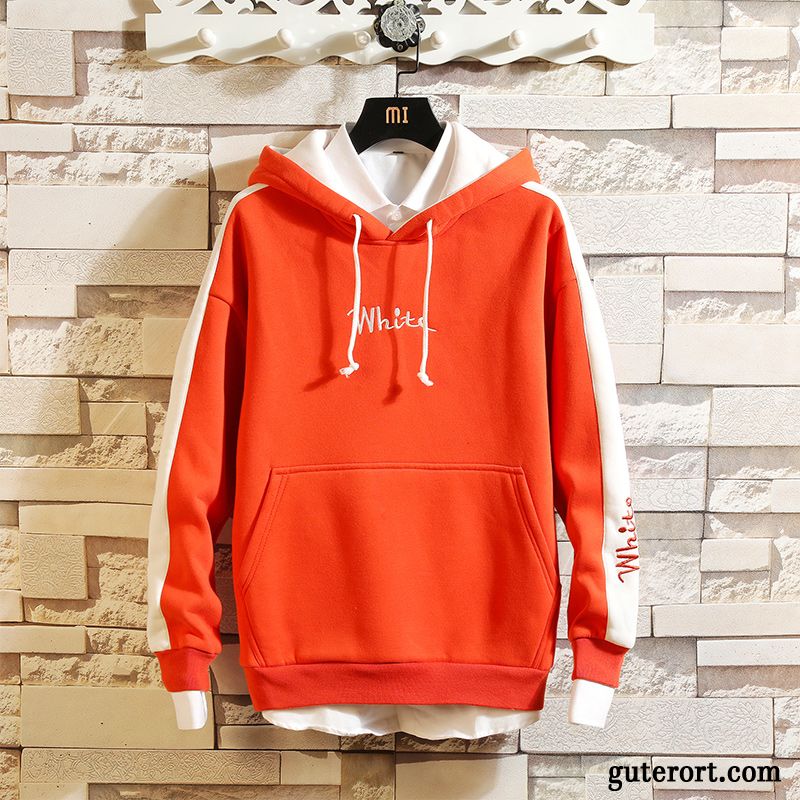 Hoodie Herren Hoodies Feder Europa Trend Lose Mit Kapuze Orange Gold