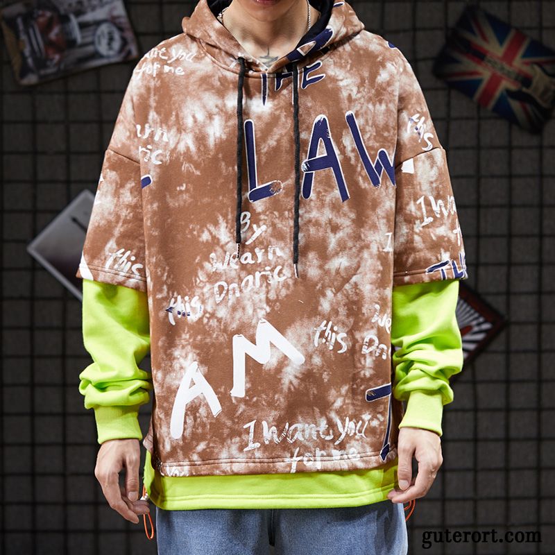 Hoodie Herren Lose Herbst Überzieher Graffiti Hoodies Mit Kapuze Grau