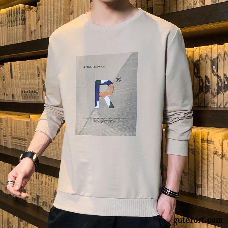 Hoodie Herren Mantel T-shirts Feder Trend Lange Ärmel Europa Weiß