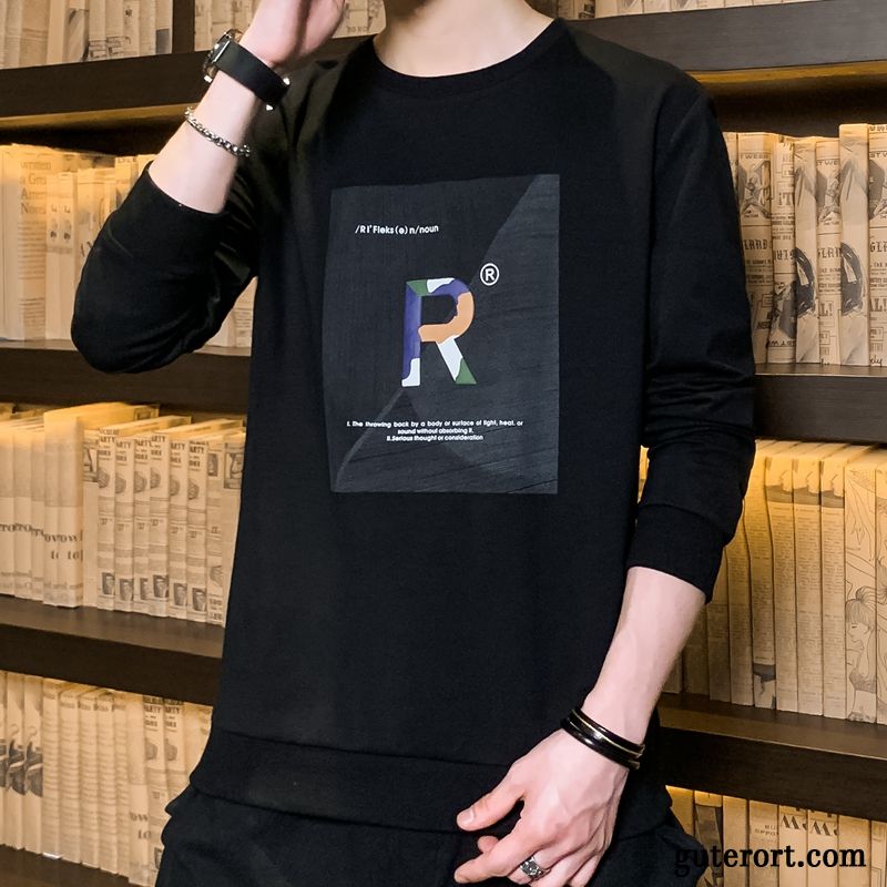 Hoodie Herren Mantel T-shirts Feder Trend Lange Ärmel Europa Weiß