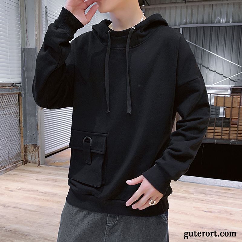 Hoodie Herren Mantel Trend Allgleiches Hoodies Mit Kapuze Lose Schwarz