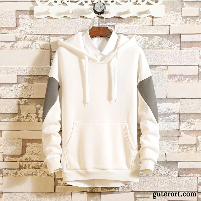 Hoodie Herren Überzieher Kleider Trend Herbst Ultra Schlank Weiß