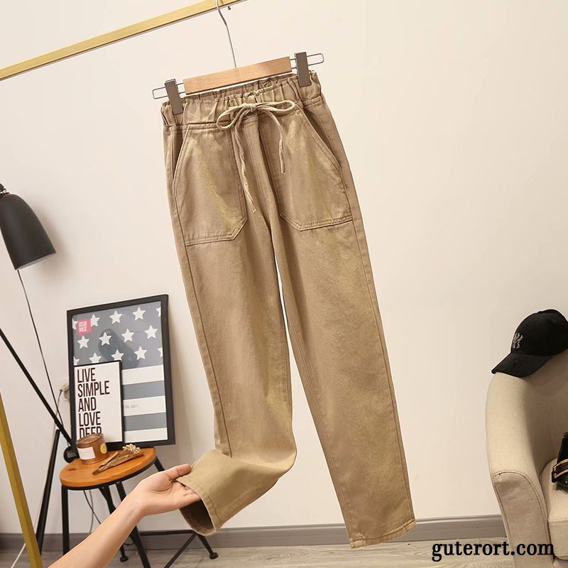 Hosen Damen Herbst Harlan Feder Dünn Neunte Hose Freizeit Khaki