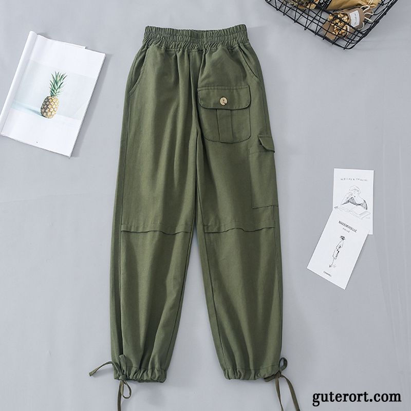 Hosen Damen Schüler Feder Freizeit Dünn Trend Werkzeugbau Army Grün