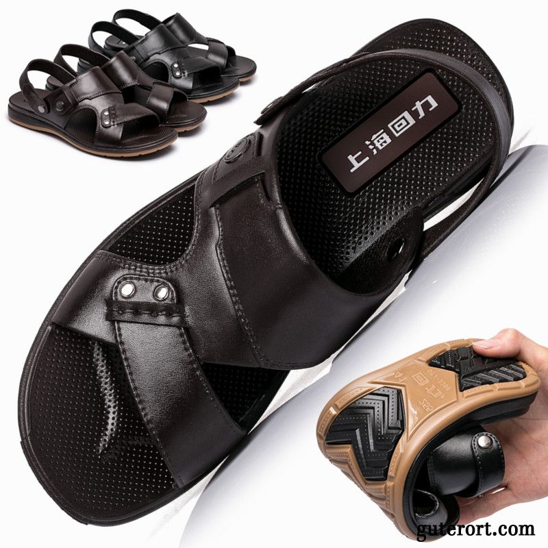 Italienische Sandalen Herren Hell, Ledersandalen Männer