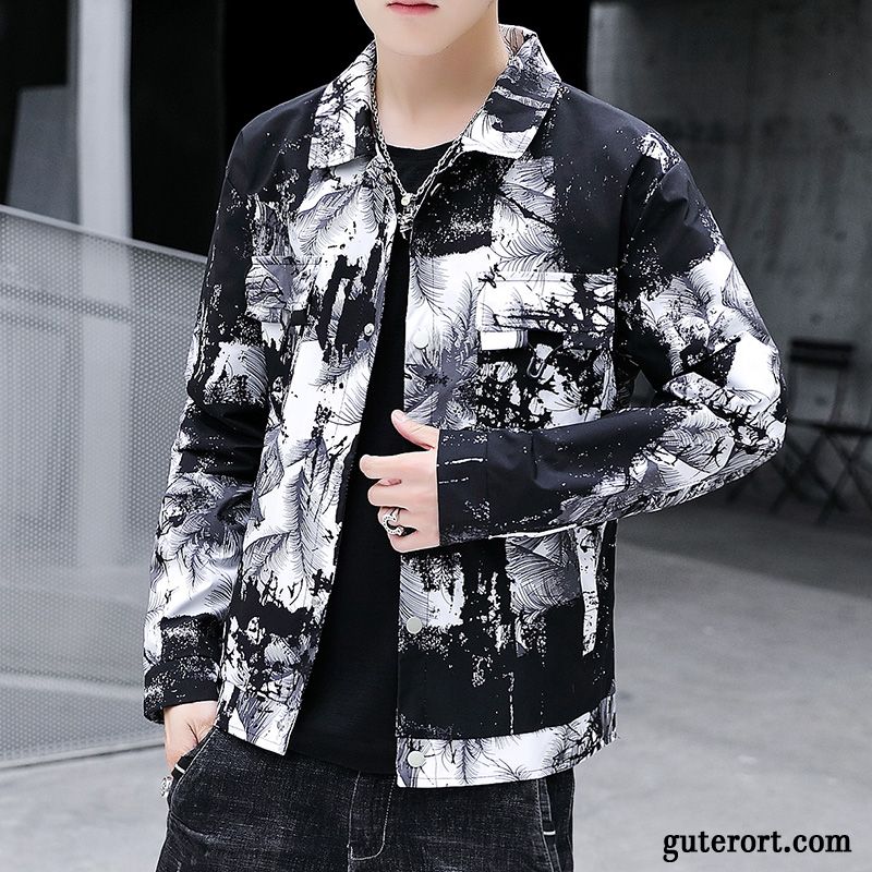 Jacken Herren Freizeit Mantel Neu Herbst Trend Schüler Camouflage Schwarz