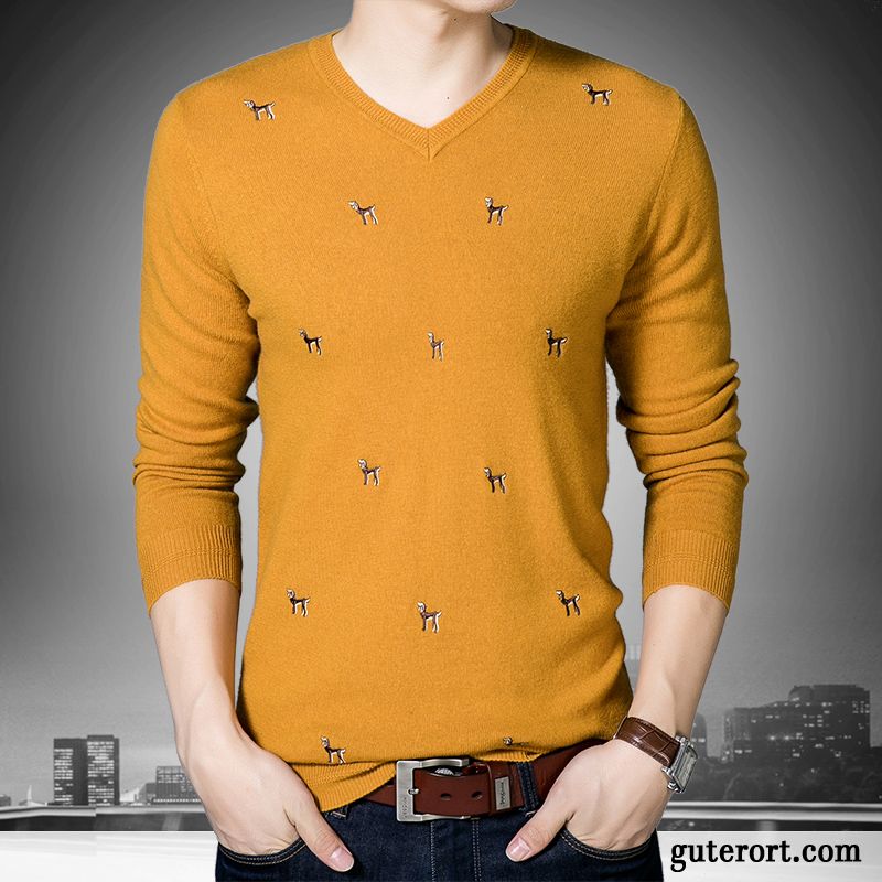 Jacquard Pullover Herren Weinrot, Stylische Herren Pullover Günstig