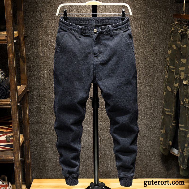 Jeans Herren Freizeit Lose Schmales Bein Hose Große Größe Trend Blau Grau