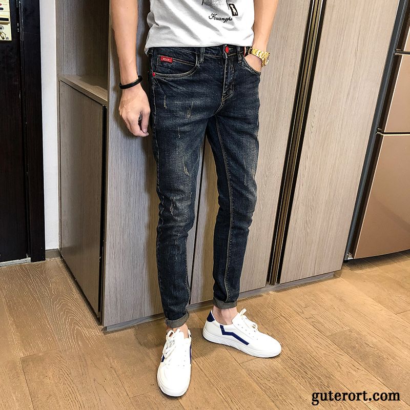 Jeans Herren Gerade Europa Lange Hose Trend Freizeit Blau