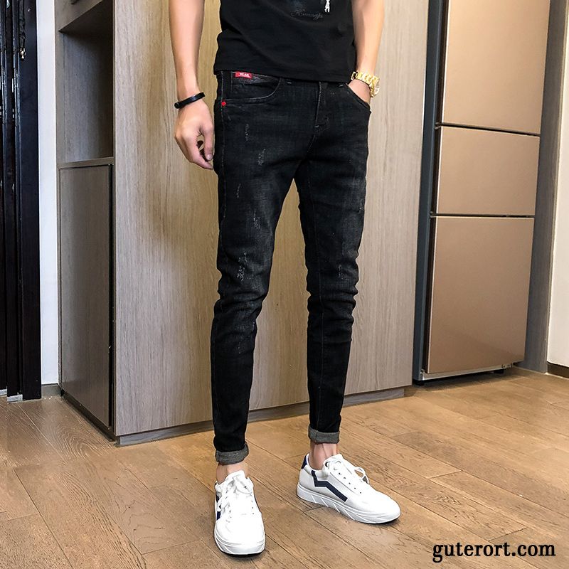 Jeans Herren Gerade Europa Lange Hose Trend Freizeit Blau