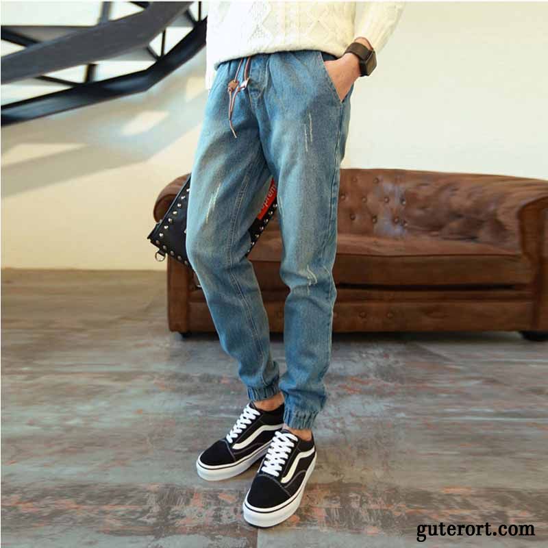 Jeans Herren Große Größe Harlan Sommer Lose Trend Elastisch Dunkelblau