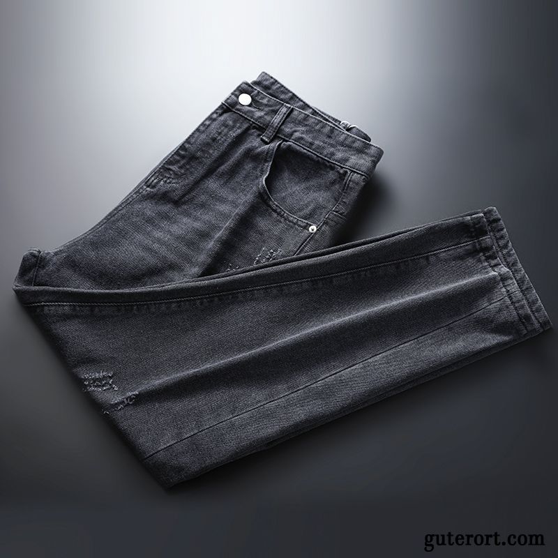 Jeans Herren Herbst Waschen Harlan Lose Neu Trend Schwarz