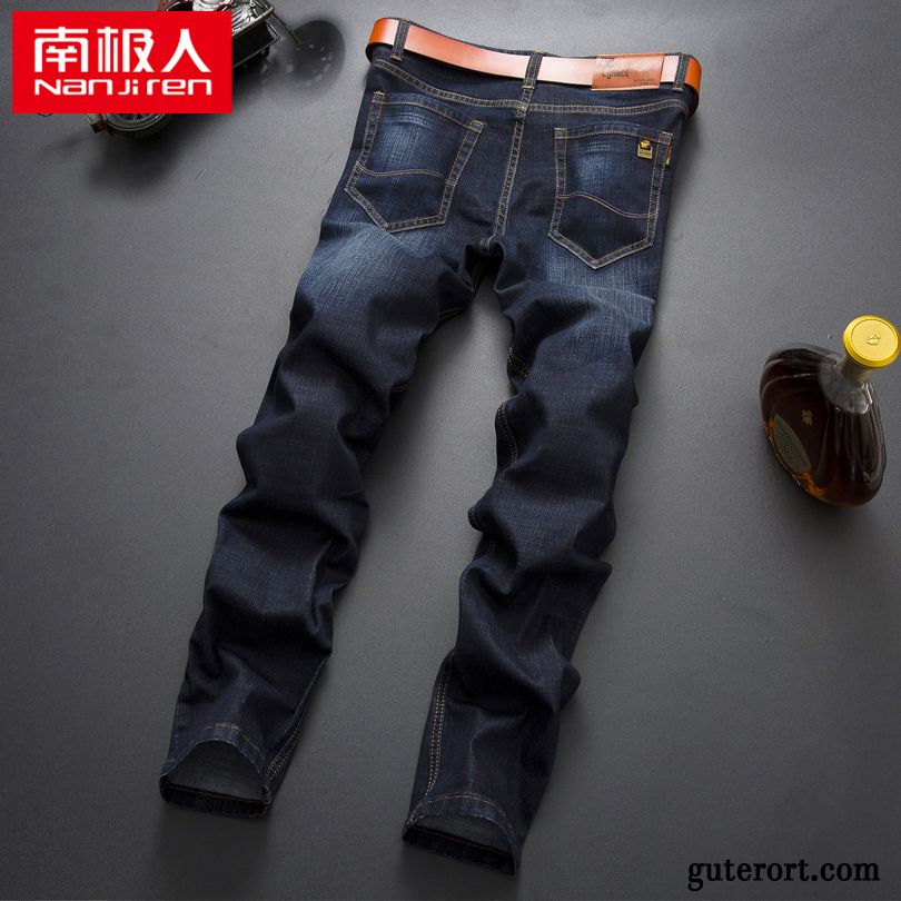 Jeans Herren Hose Freizeit Winter Lange Trend Gerade Blau