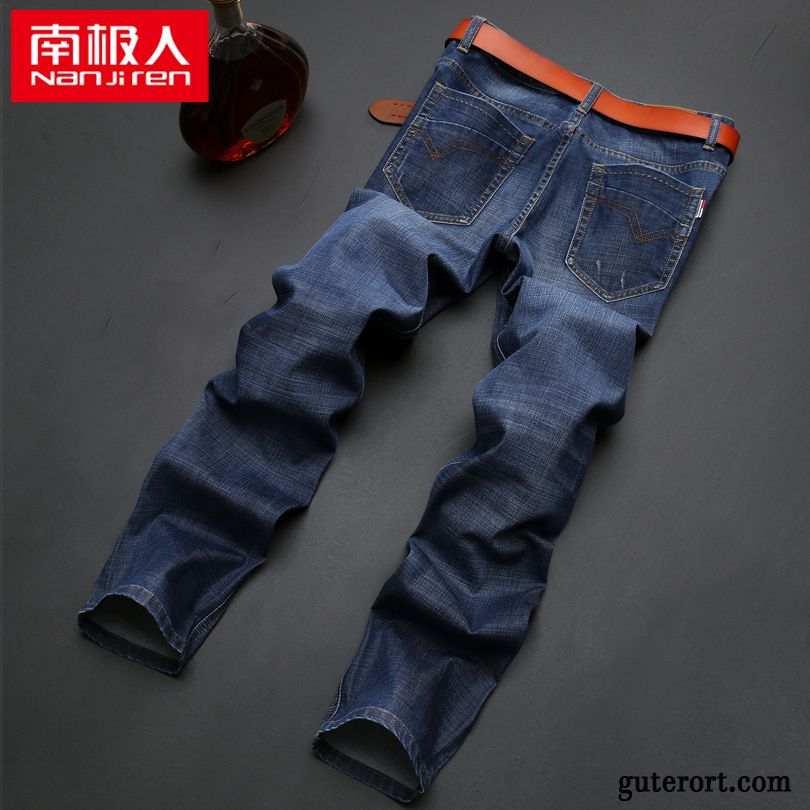 Jeans Herren Hose Freizeit Winter Lange Trend Gerade Blau