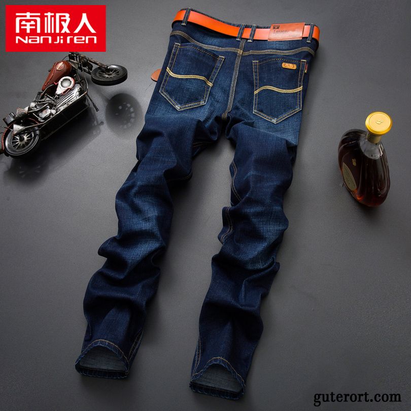 Jeans Herren Hose Freizeit Winter Lange Trend Gerade Blau