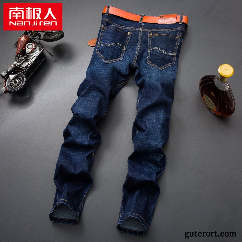 Jeans Herren Hose Freizeit Winter Lange Trend Gerade Blau