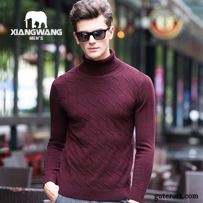 Kaschmir Pullover Männer Günstig, Roter Herren Pullover Orange