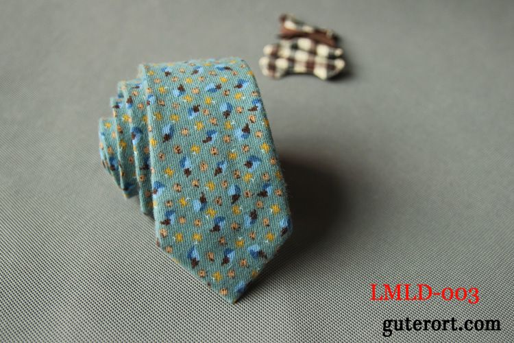 Krawatte Herren Baumwolle Bedrucken 6cm Mode Retro Hemd Blau