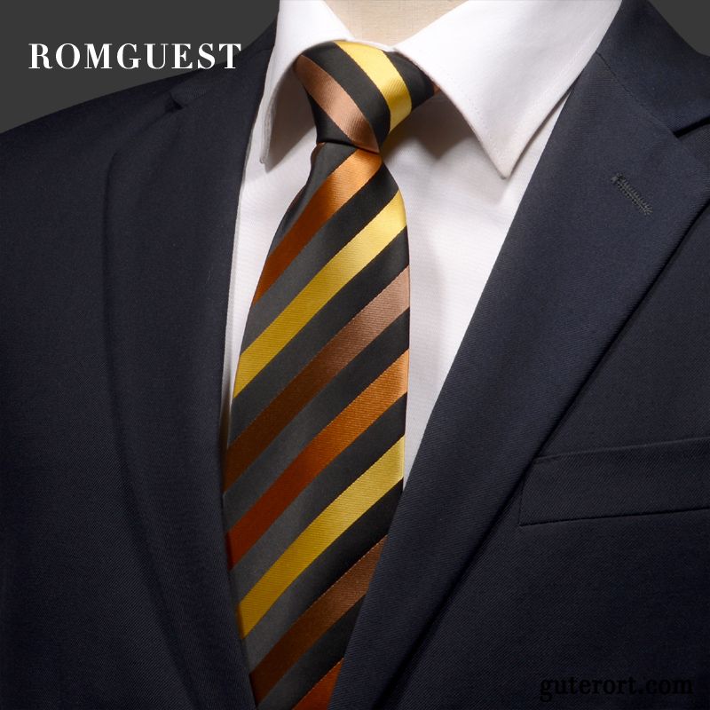 Krawatte Herren Business Formelle Kleidung Bräutigam Streifen Beruf Student Schwarz Rot Orange