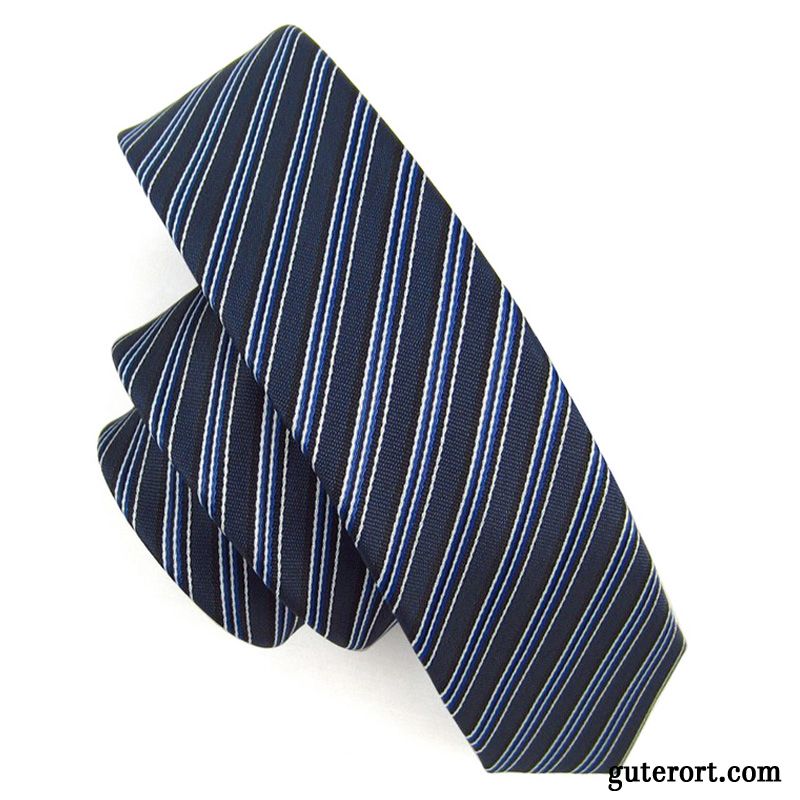 Krawatte Herren Mini Streifen Student Freizeit Business Schmale Blau Schwarz