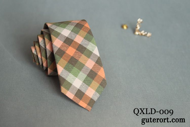 Krawatte Herren Mode Bräutigam Frisch Freizeit Kariert 100% Baumwolle Grün