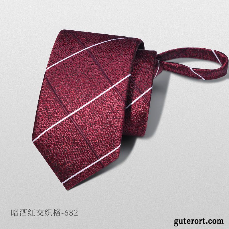 Krawatte Herren Verheiratet Business Reißverschluss Schmale Formelle Kleidung Bräutigam Bordeauxrot