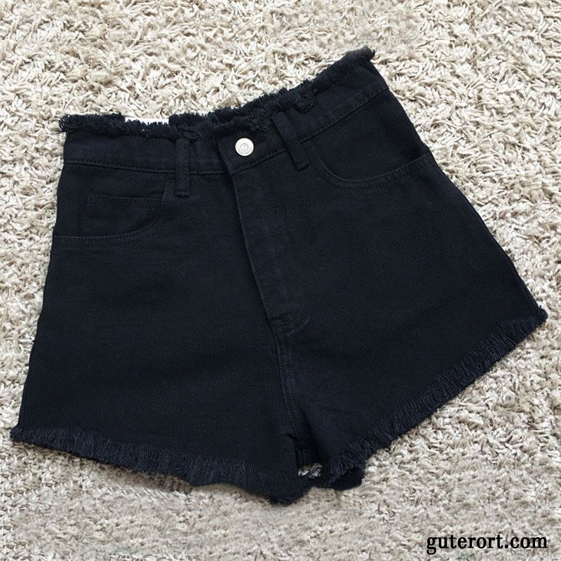 Kurze Hosen Damen Lose Rand Sommer Neu Fett Hot Pants Weiß