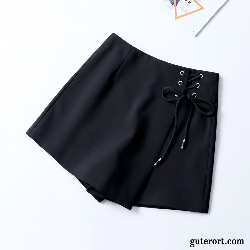 Kurze Hosen Damen Outwear Dünn Hohe Taille Mode Europa Weites Bein Weiß Schwarz