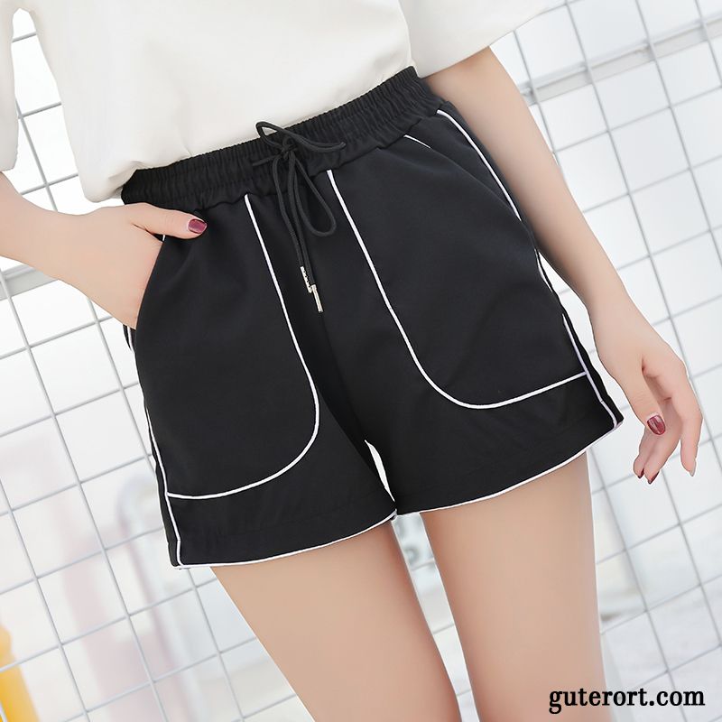 Kurze Hosen Damen Sommer Weites Bein Freizeit Lose A Schreiben Hot Pants Rot