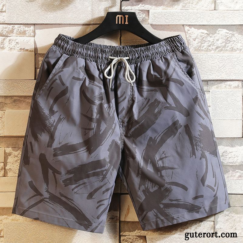 Kurze Hosen Herren Allgleiches Groß Große Größe Fett Sommer Sport Gradient Camouflage Khaki Sandfarben