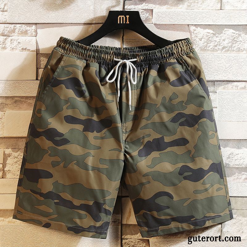 Kurze Hosen Herren Allgleiches Groß Große Größe Fett Sommer Sport Gradient Camouflage Khaki Sandfarben