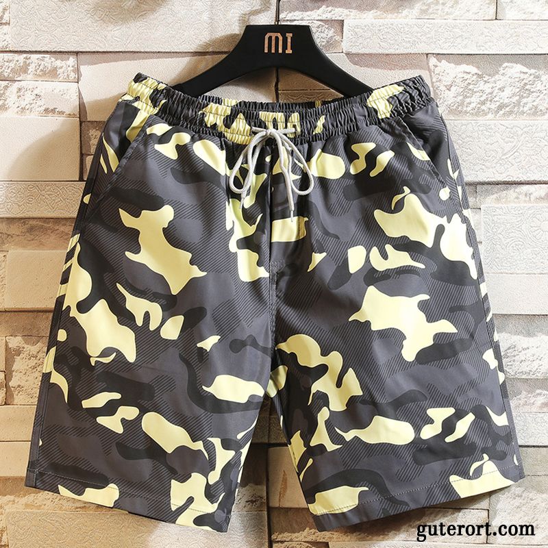 Kurze Hosen Herren Allgleiches Groß Große Größe Fett Sommer Sport Gradient Camouflage Khaki Sandfarben