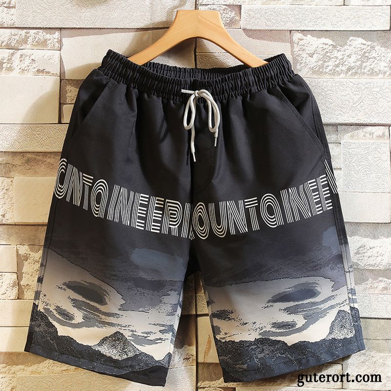 Kurze Hosen Herren Allgleiches Groß Große Größe Fett Sommer Sport Gradient Camouflage Khaki Sandfarben