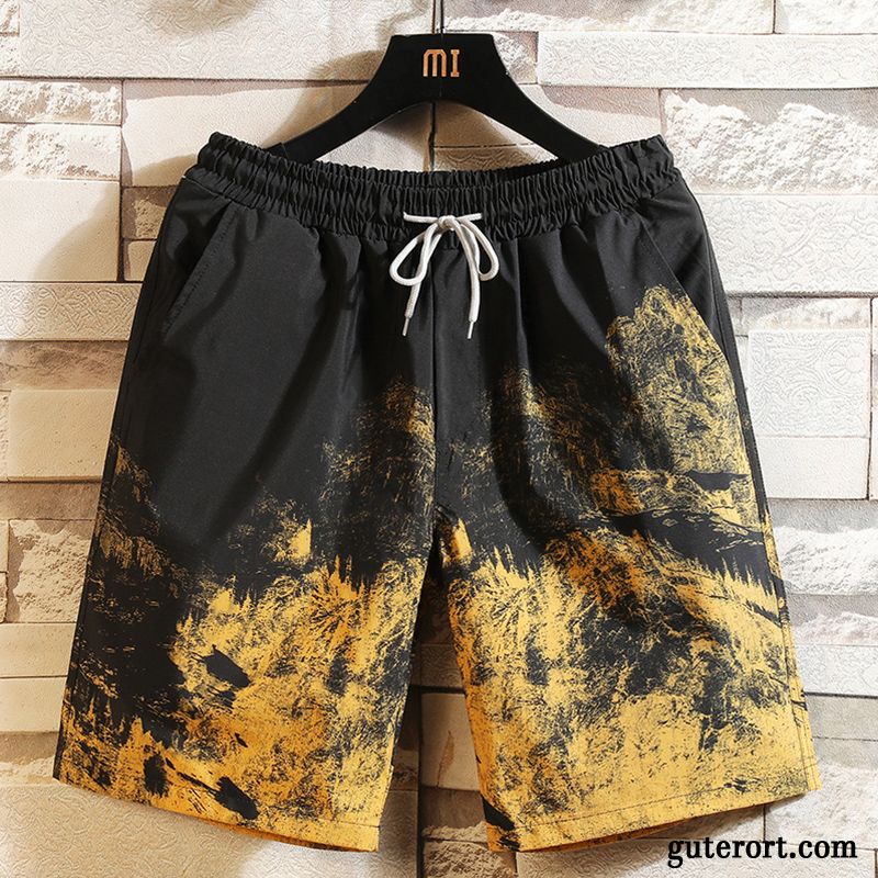 Kurze Hosen Herren Allgleiches Groß Große Größe Fett Sommer Sport Gradient Camouflage Khaki Sandfarben