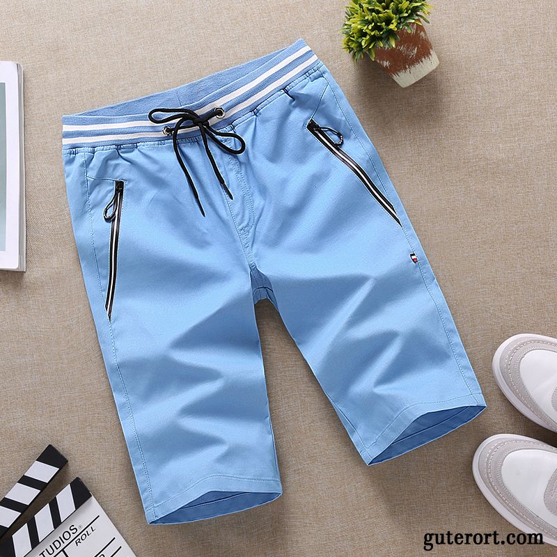 Kurze Hosen Herren Rein Baumwolle Tasche Geschnittene Hose Schüler Sommer Marineblau