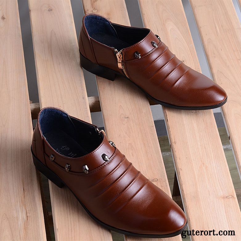 Leder Schuhe Herren Cognac Billig, Männer Schuhe Elegant Lederschuhe Kupfer