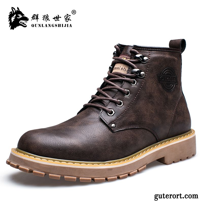 Leder Winterschuhe Herren Rabatt, Stylische Herren Boots Hellblau