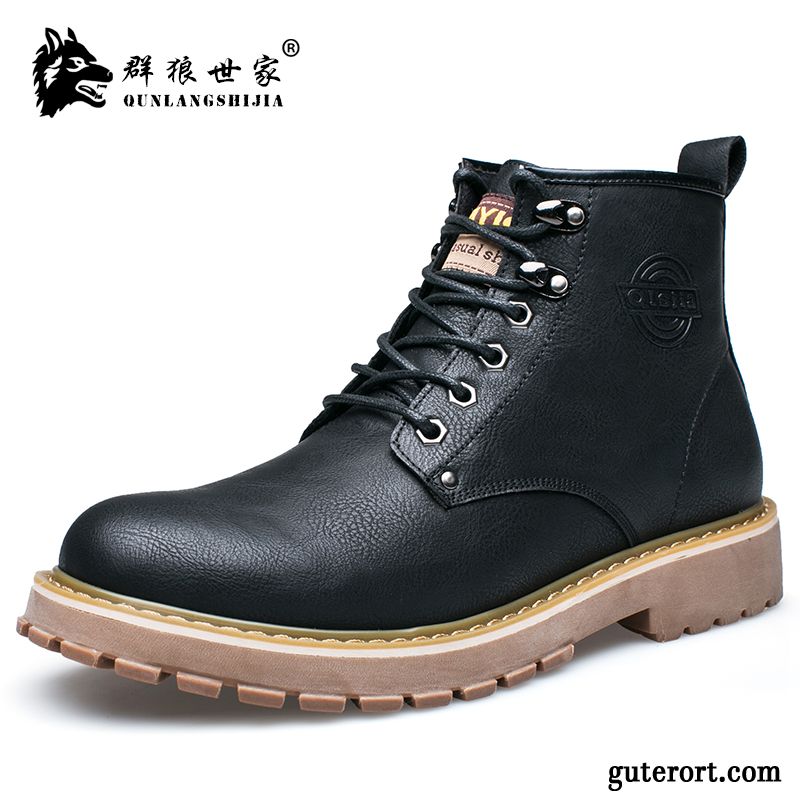 Leder Winterschuhe Herren Rabatt, Stylische Herren Boots Hellblau