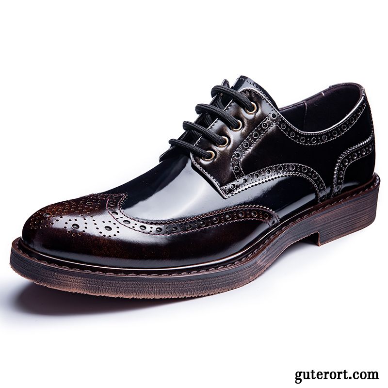 Lederschuhe Herren England Trend Lederschue Echtleder Retro Geschäft Mischfarben Schwarz