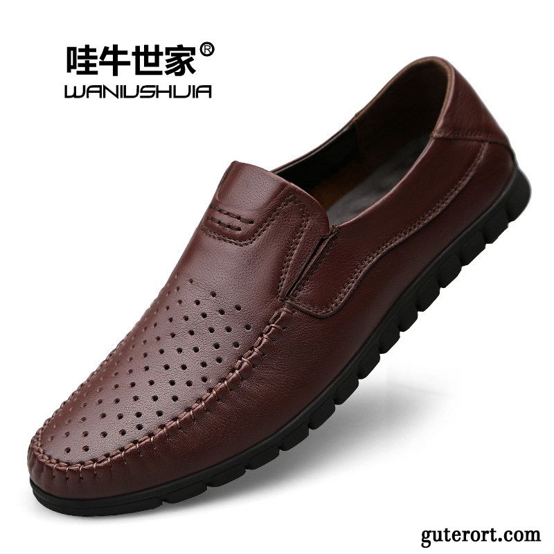 Lederschuhe Herren Lederschue Weiche Sohle Echtleder Casual Neue Braun