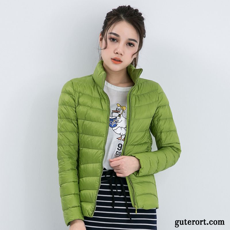 Light Down Jacke Damen, Damen Winter Steppjacke Daunenjacken Meeresgrün