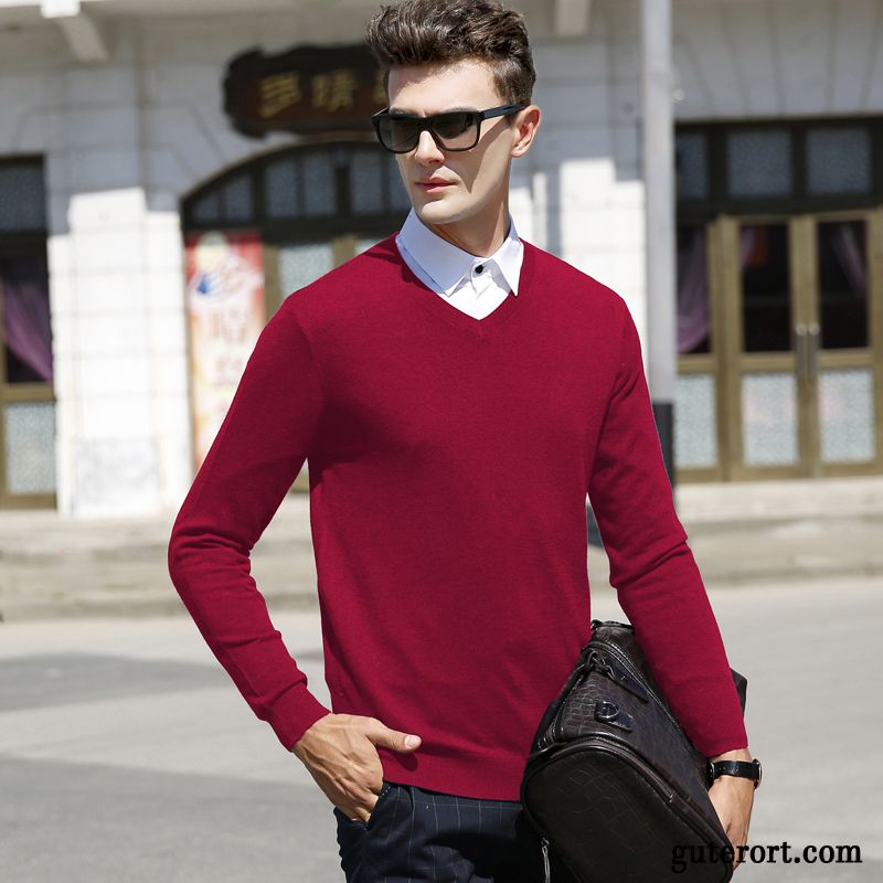 Mode Pullover Herren Scharlachrot, Grüner Pullover Herren Billig