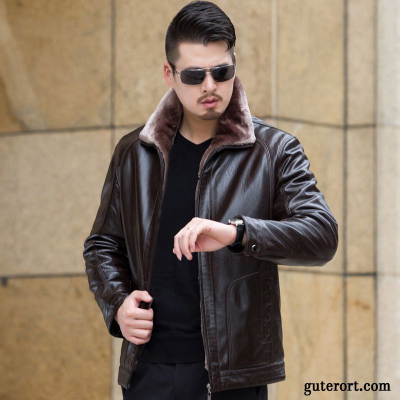 Moderner Lederjacke Herren Gelb, Lederjacke Grau Slim Fit Rabatt