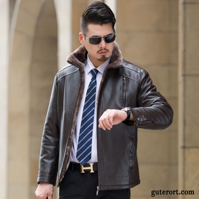 Moderner Lederjacke Herren Gelb, Lederjacke Grau Slim Fit Rabatt